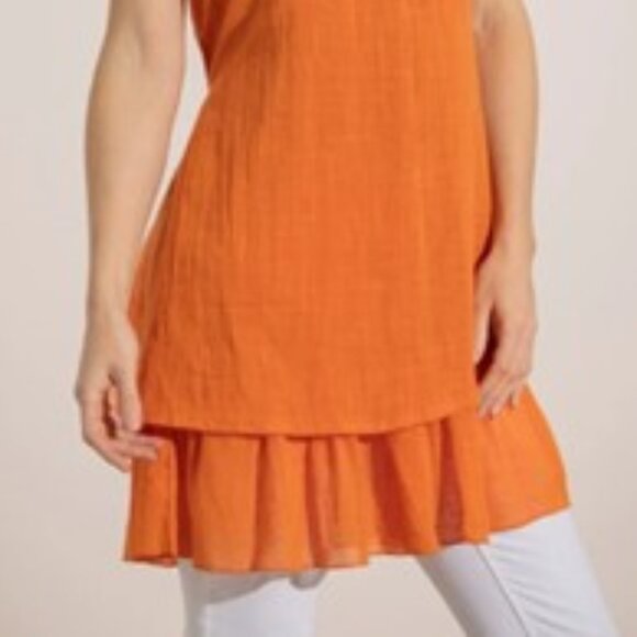 Sleeveless Cotton dress Layered Tunic Top orange size large Marie Claire - Picture 2 of 16